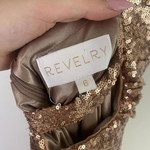 REVELRY champagne sequin plunge maxi formal dress - Picture 9 of 9